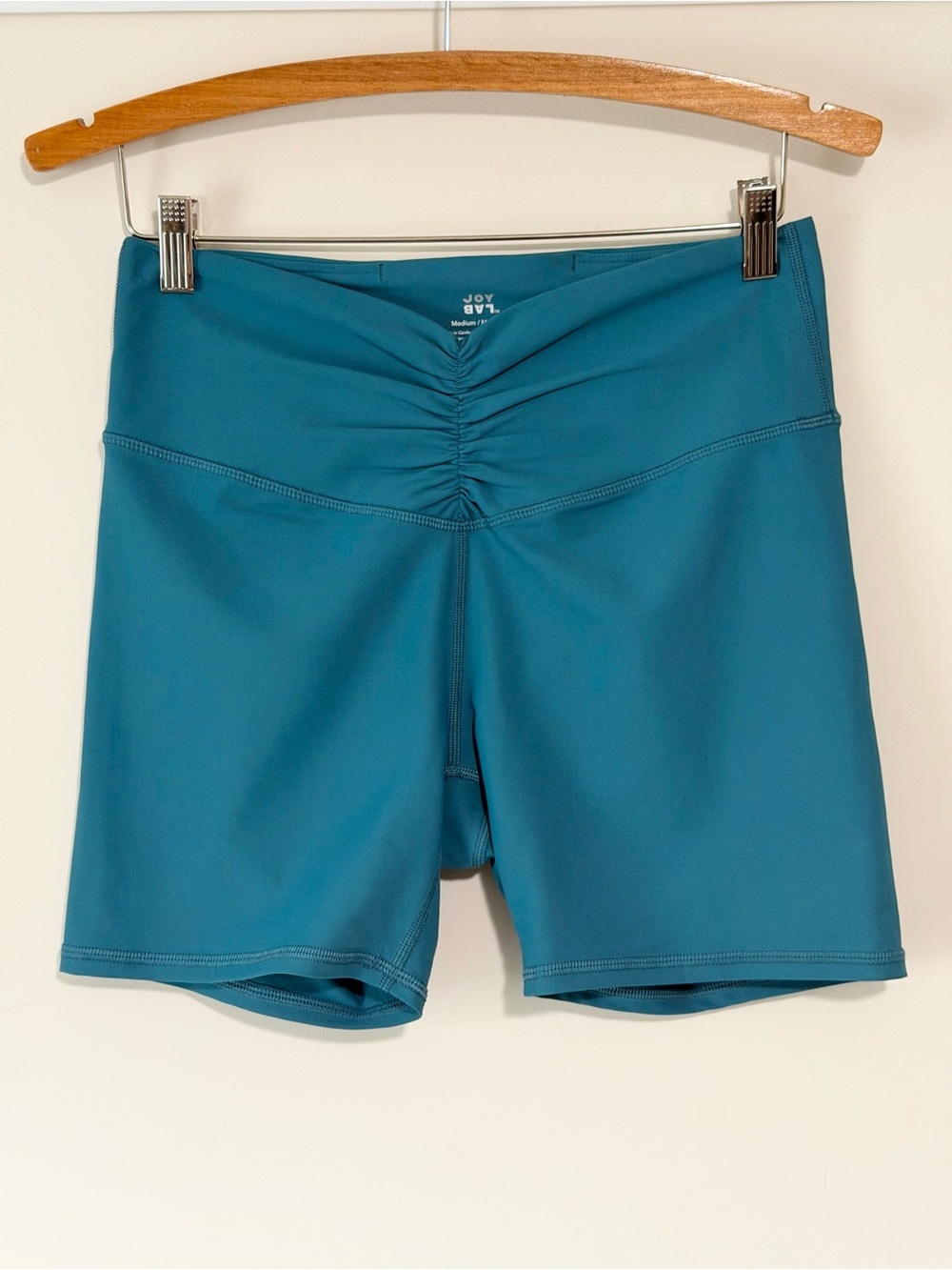 Joylab Teal High-Rise Scrunch-Front Active Shorts